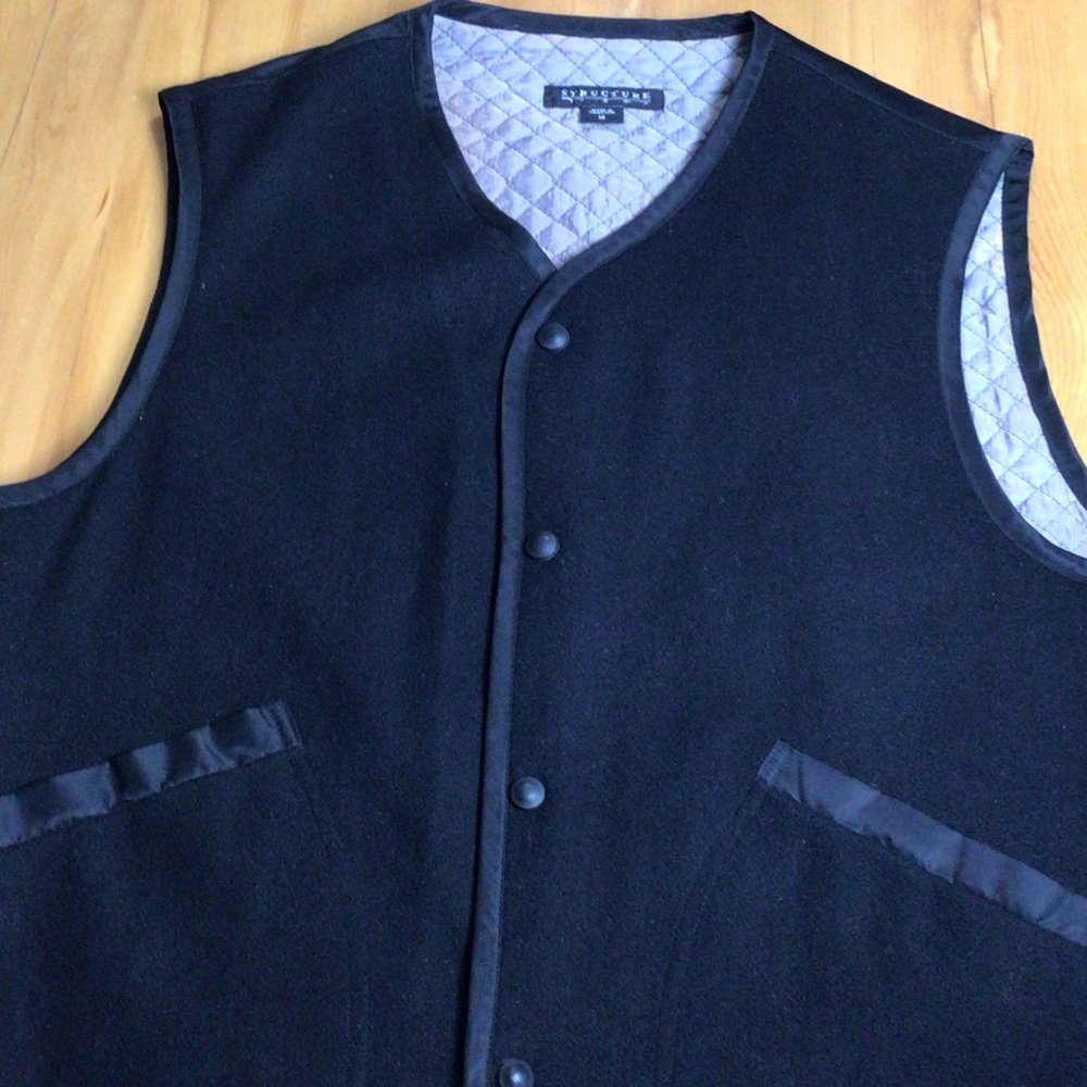Structure  Men's wool snap vest size M black  vintage western Vest Y2K